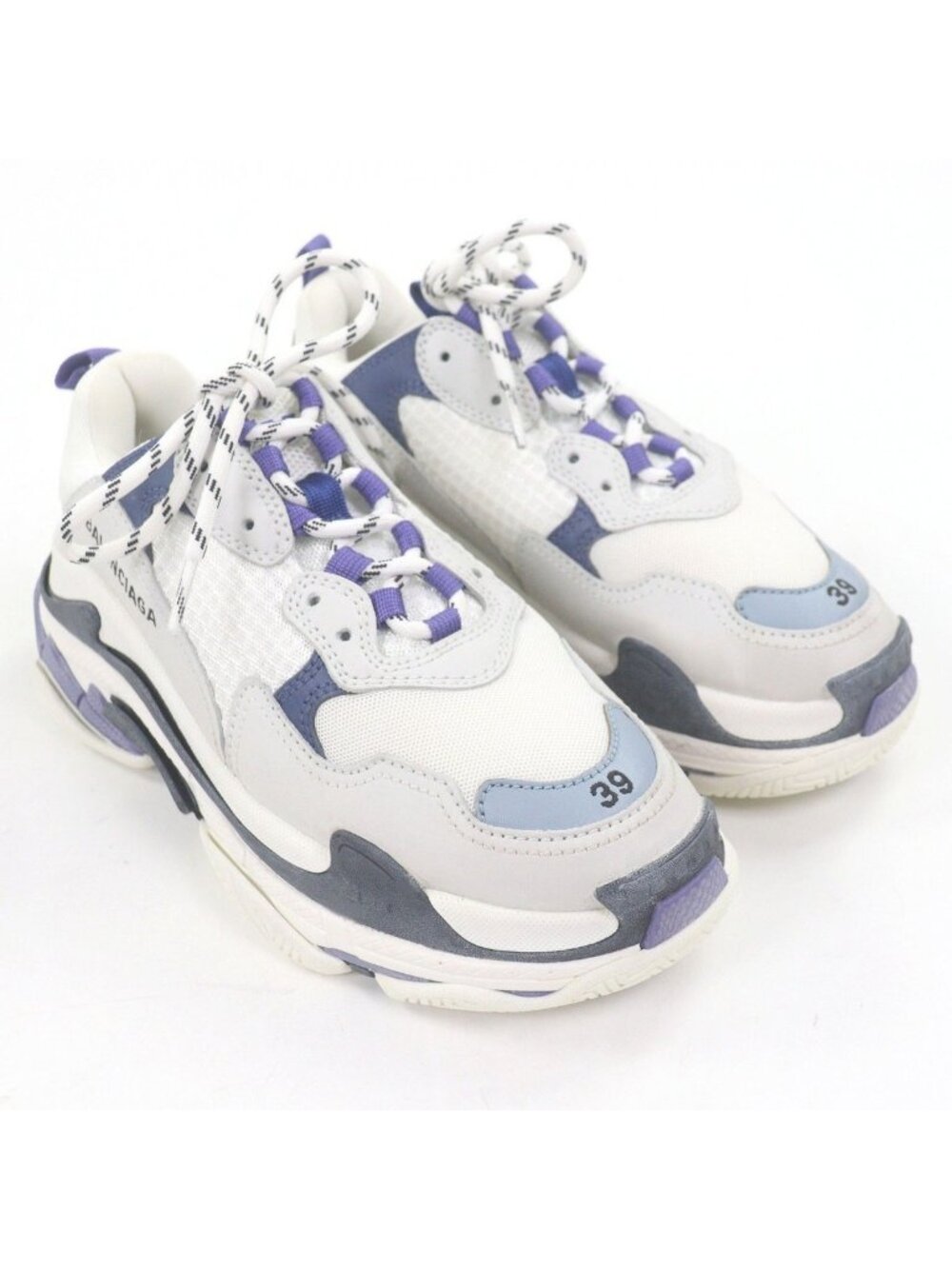 Balenciaga Triple S Mesh Leather Distressed Low Cut Sneakers White - Picture 3 of 12